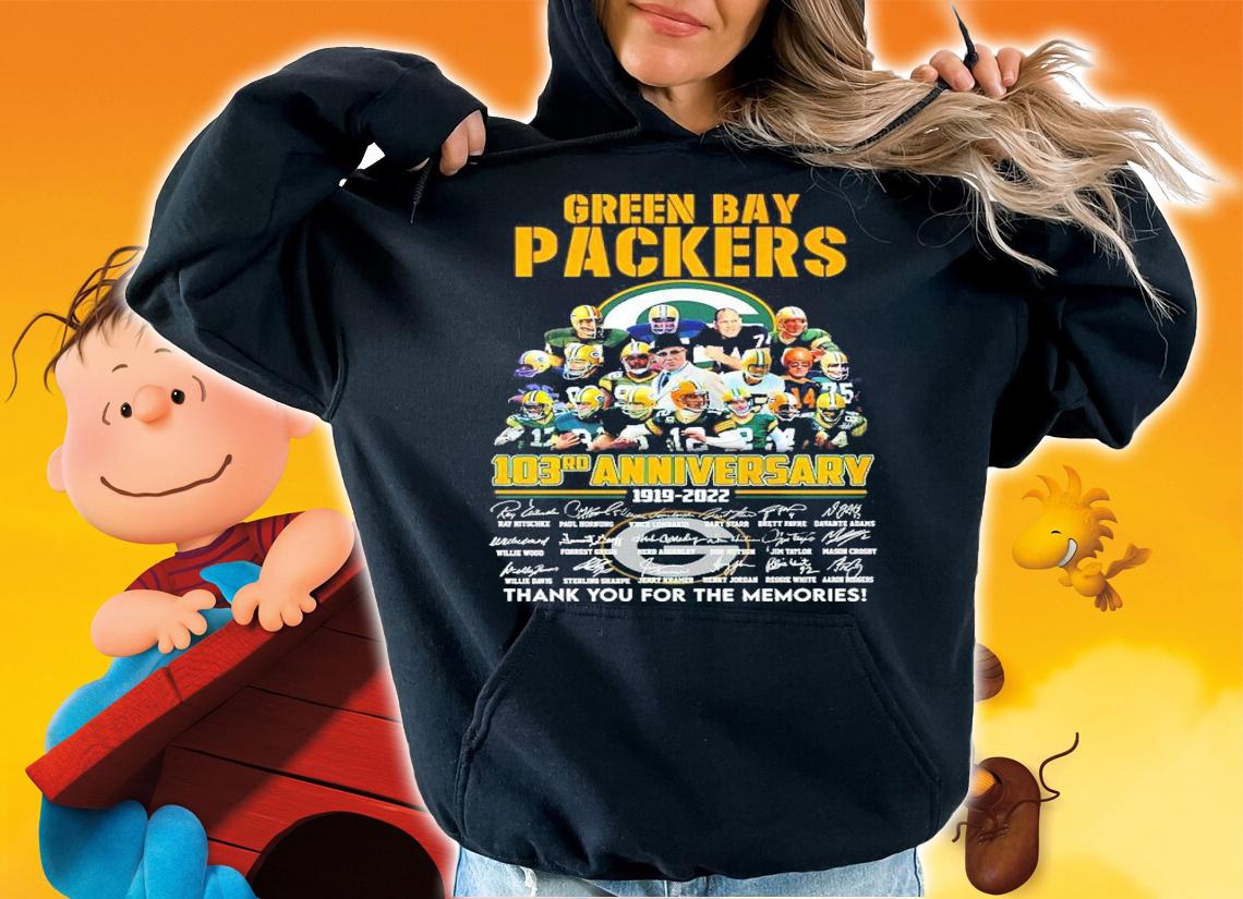 Green Bay Packer 103rd anniversary 1919-2022 signatures t-shirt