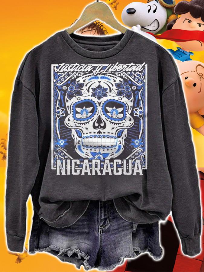 Justicia Y Libertad Nicaragua Skull Shirt sweatshirt