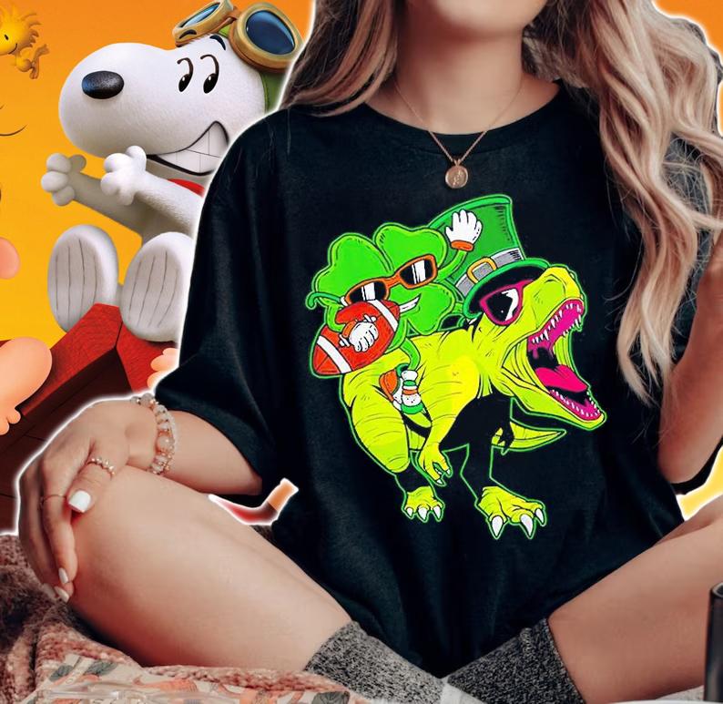 Kids Shamrock Dinosaur St Patrick's Day T-Shirt