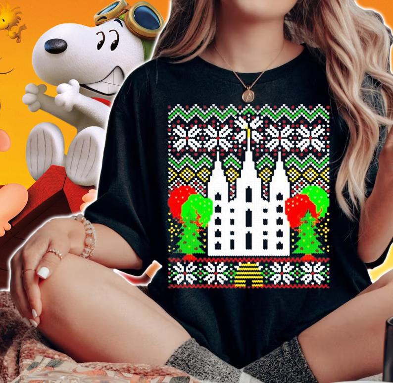 Lds Ugly Sweater Christmas Temple Square Salt Lake Utah Sweater Shirt woman shirt