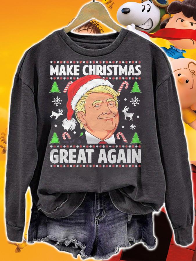Make Christmas Great Again Funny Trump Ugly Christmas Men Pullover Shirt sweatshirt