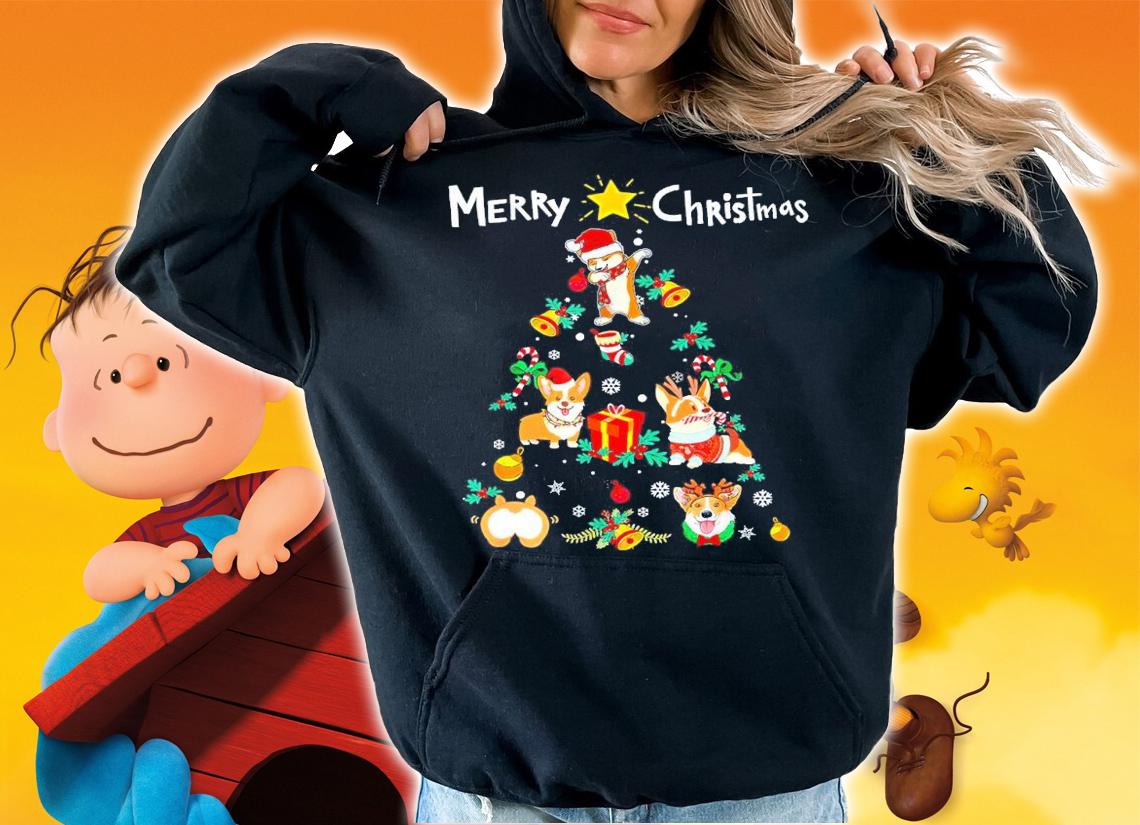 Merry Christmas Corgi Christmas Tree Shirt hoodie