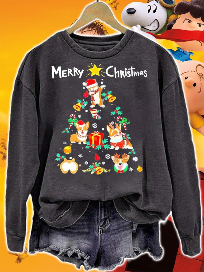 Merry Christmas Corgi Christmas Tree Shirt sweatshirt