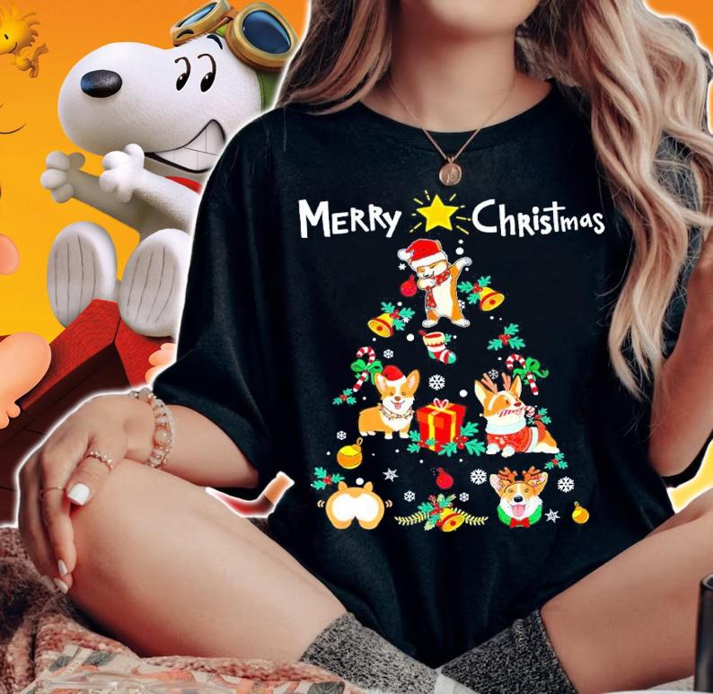 Merry Christmas Corgi Christmas Tree Shirt woman shirt