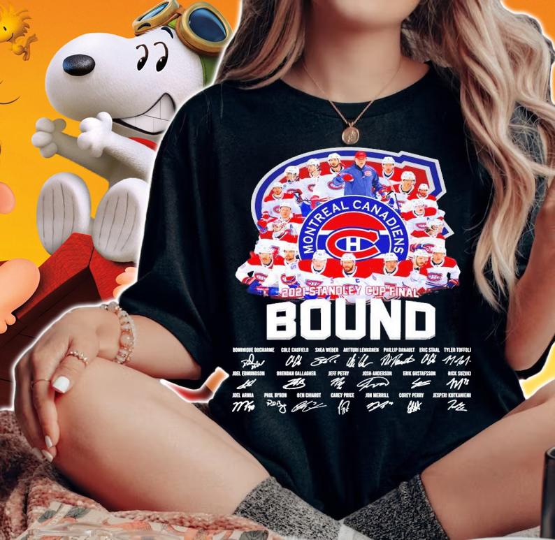 Montreal Canadiens 2021 Stanley Cup final bound signatures t-shirt woman shirt