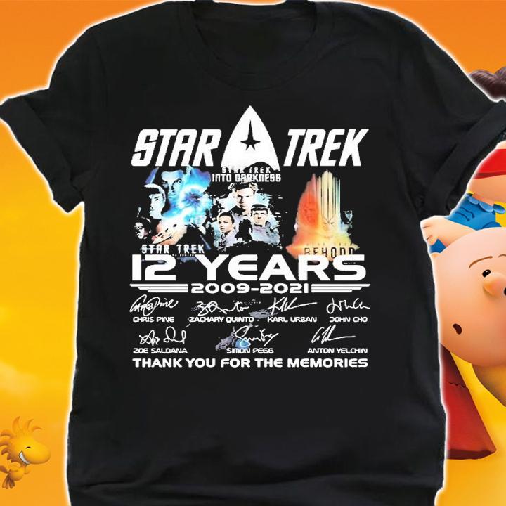 Star Trek 12 Years 2009-2021 Thank You For The Memories Signatures T-Shirt shirt