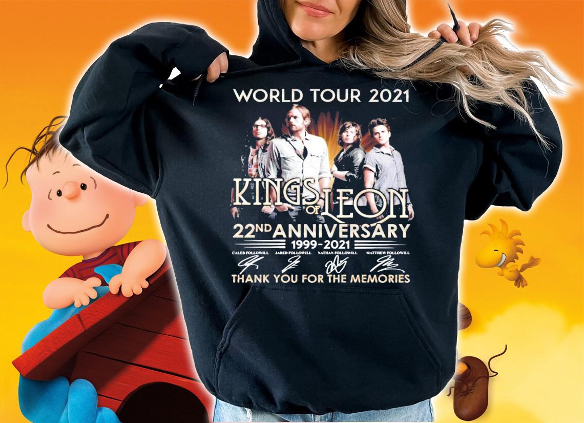 World tour 2021 King of Leon 22nd anniversary 1999-2021 signatures shirt