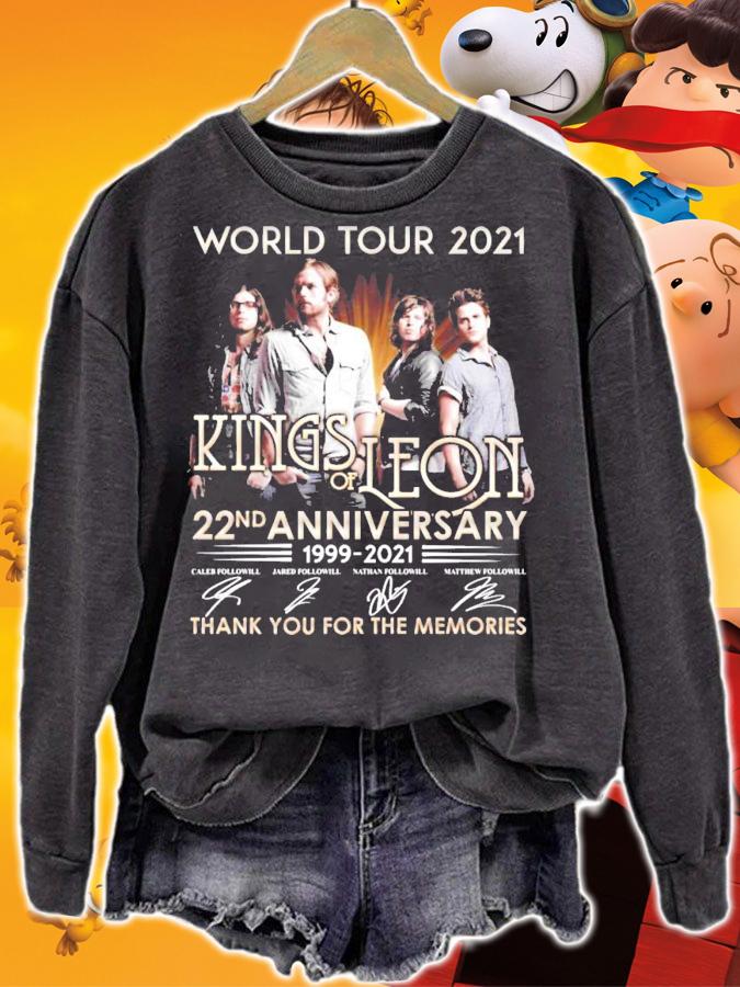 World tour 2021 King of Leon 22nd anniversary 1999-2021 signatures shirt