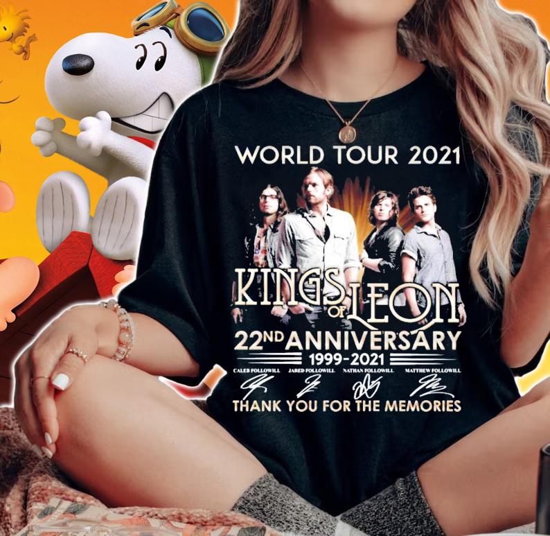 World tour 2021 King of Leon 22nd anniversary 1999-2021 signatures shirt