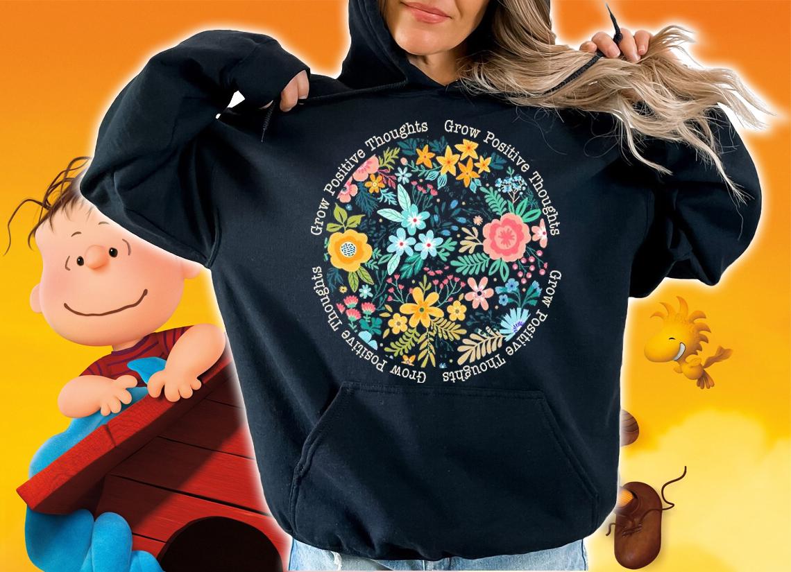 Grow positive thoughts floral flowers emblem repeat shirt