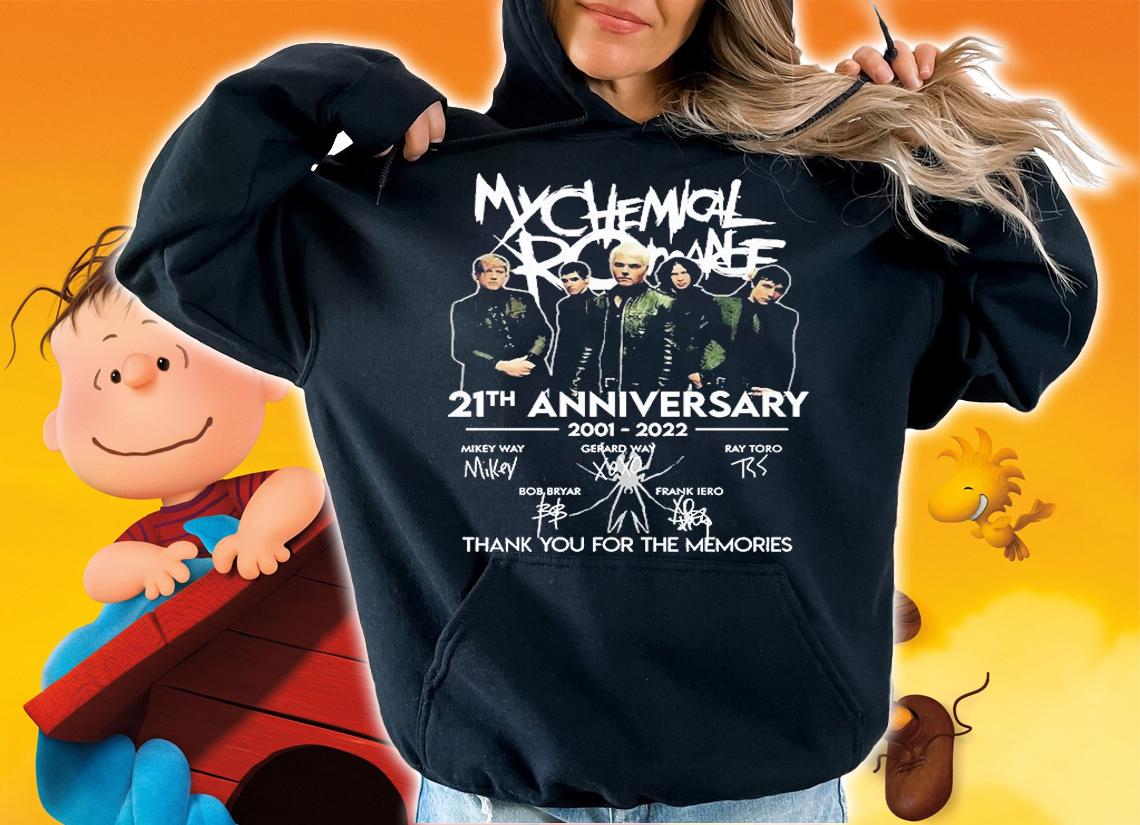 Mychemical Romance 21th Anniversary 2001 2022 Thank You For The Memories Signature T-Shirt hoodie