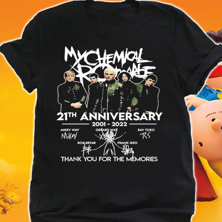 Mychemical Romance 21th Anniversary 2001 2022 Thank You For The Memories Signature T-Shirt shirt