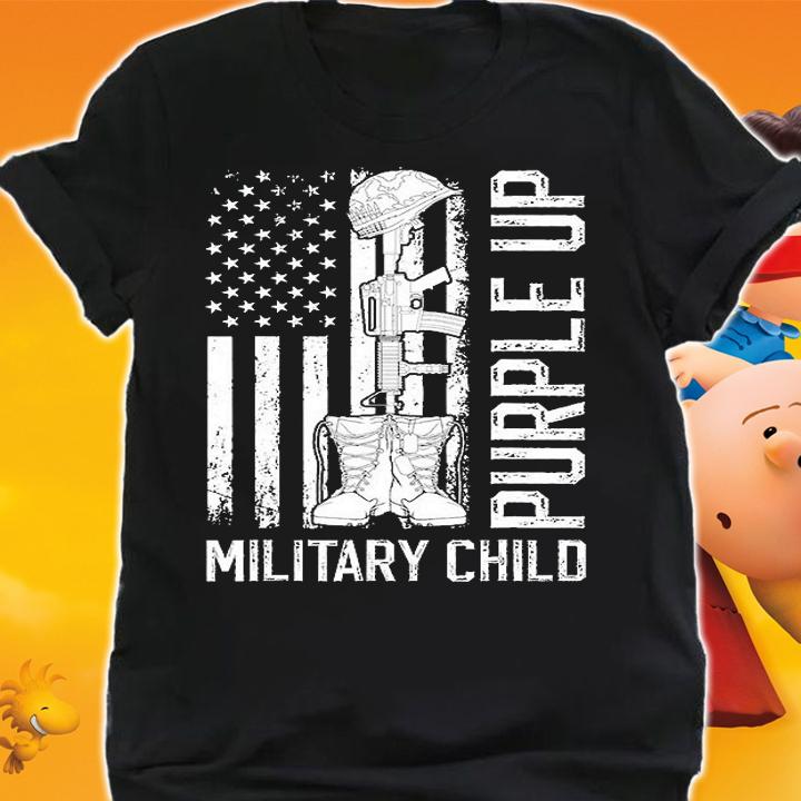 Purple Up Military Kid Military Child Month US Flag Army T-Shirt shirt