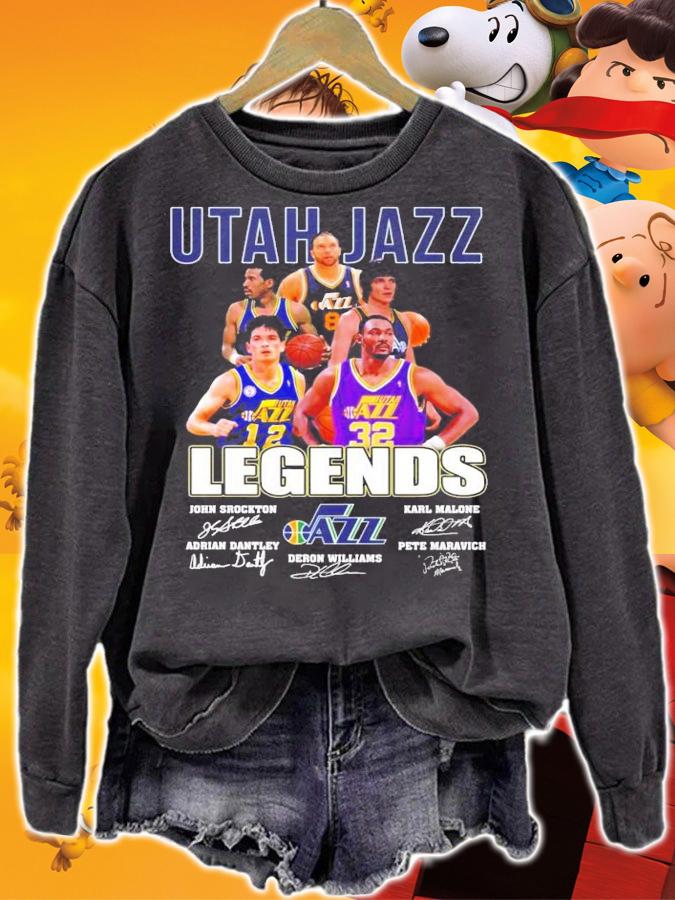 Utah Jazz Legends Basketball signatures t-shirt sweatshirt