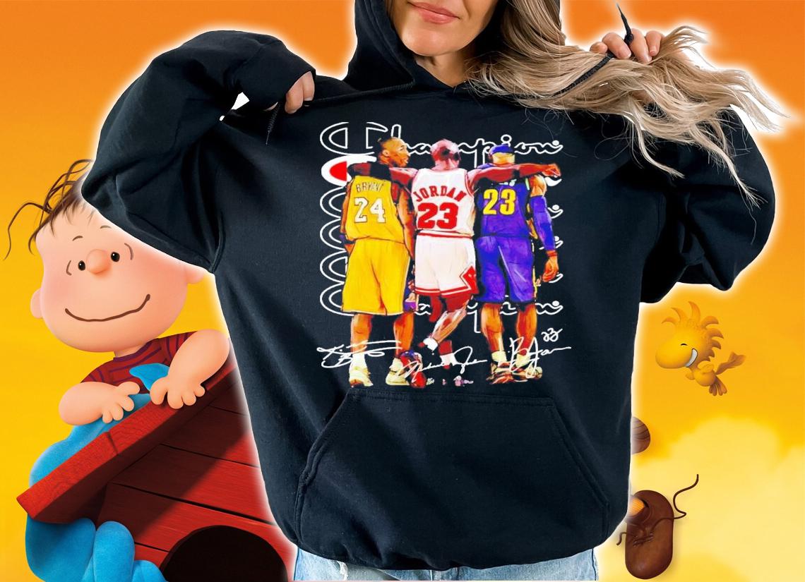 Champions Kobe Bryant Jordans Lebron James signature shirt