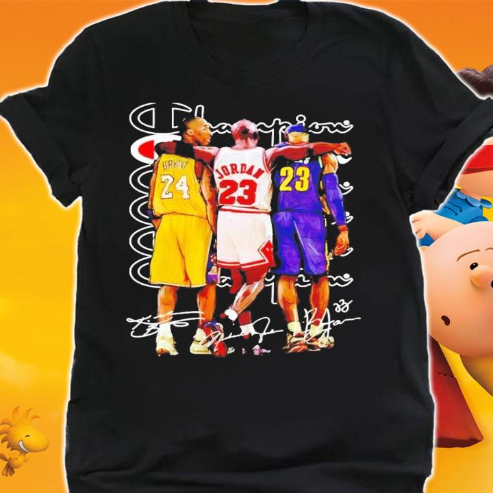 Champions Kobe Bryant Jordans Lebron James signature shirt