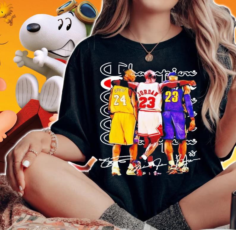 Champions Kobe Bryant Jordans Lebron James signature shirt