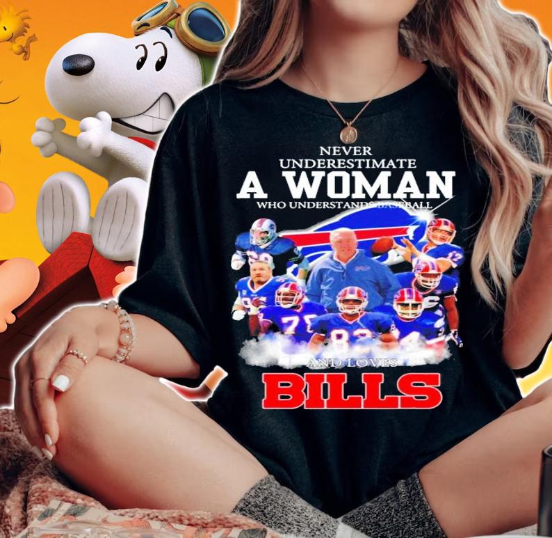 Never underestimate a woman who understands football Buffalo Bills signatures shirt