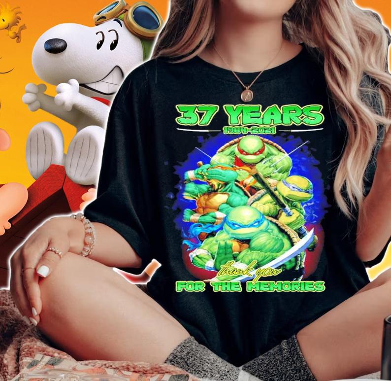 Ninja Turtles 37 years 1984-2021 thank you for the memories shirt woman shirt
