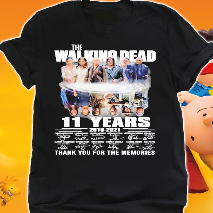 The Walking Dead 11 years 2010-2021 signatures thank you for the memories shirt shirt