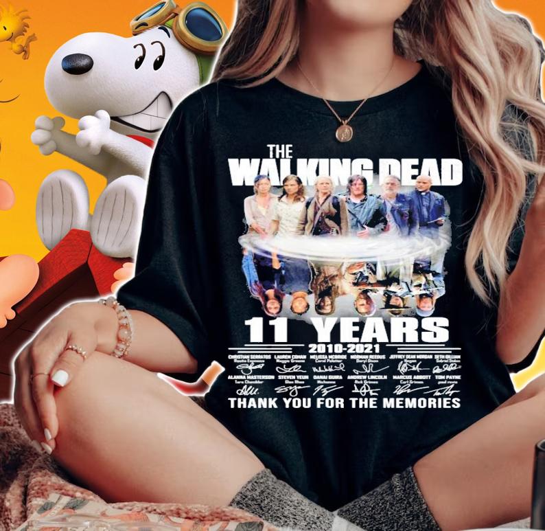 The Walking Dead 11 years 2010-2021 signatures thank you for the memories shirt woman shirt