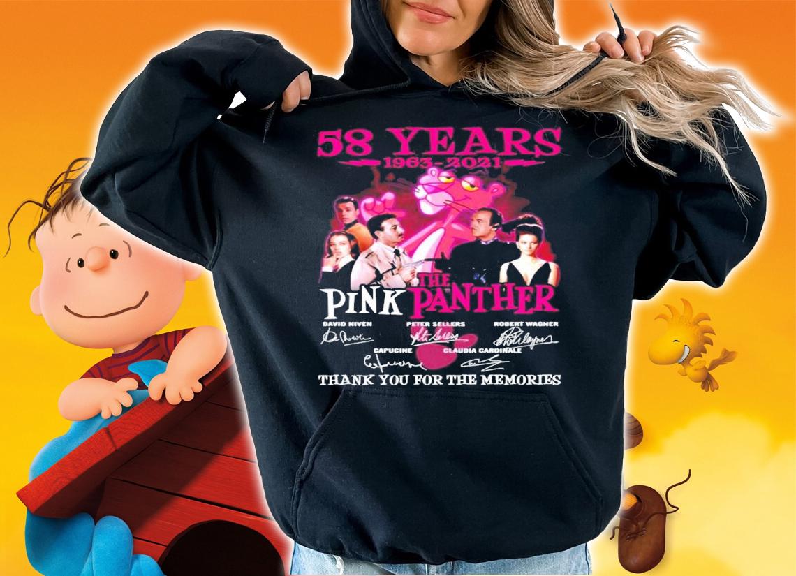 58 years 1963-2021 The Pink Panther signatures shirt hoodie