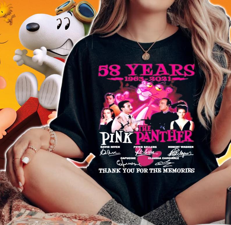 58 years 1963-2021 The Pink Panther signatures shirt woman shirt