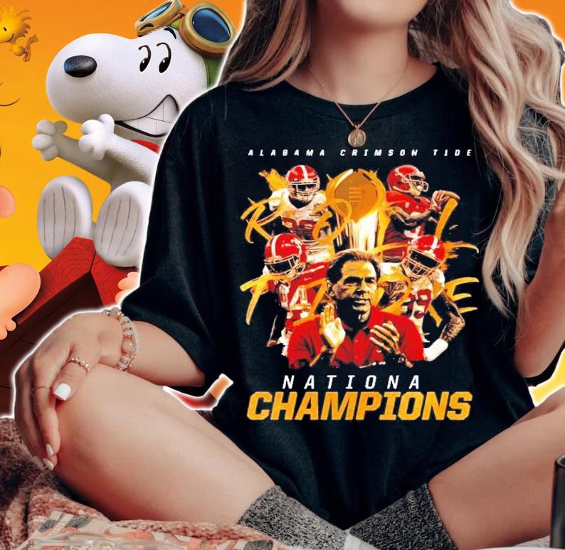 Alabama Crimson Tide Nationa Champions Roll Tide team t-shirt woman shirt