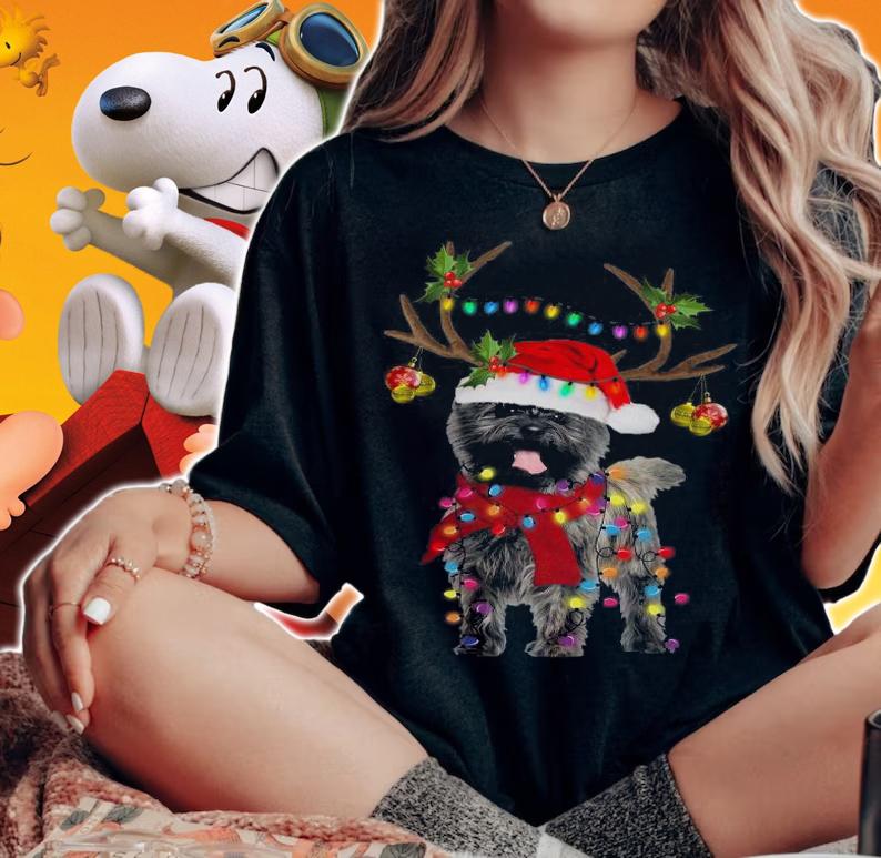 Cairn Terriers gorgeous reindeer Christmas sweater t-shirt woman shirt