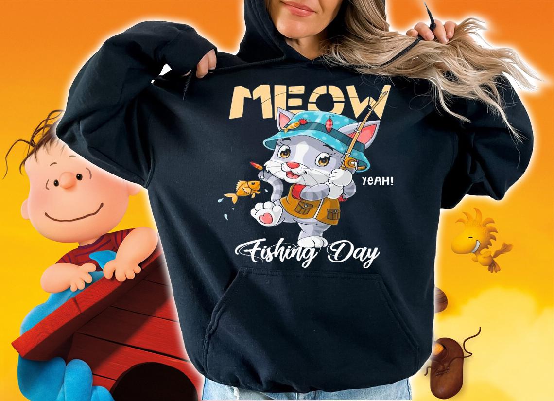 Cat fishing meow fishing day shirt
