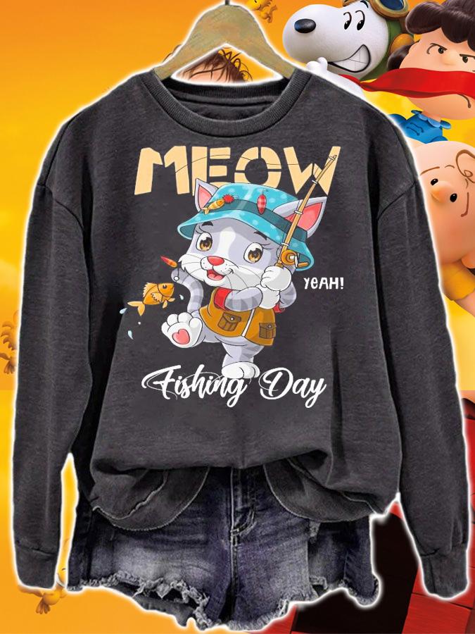 Cat fishing meow fishing day shirt