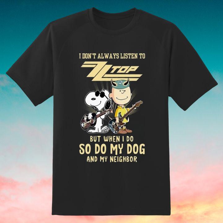 Official Snoopy And Charlie Brown I Dont Always Listen To Zz Top Rock Band T-Shirt
