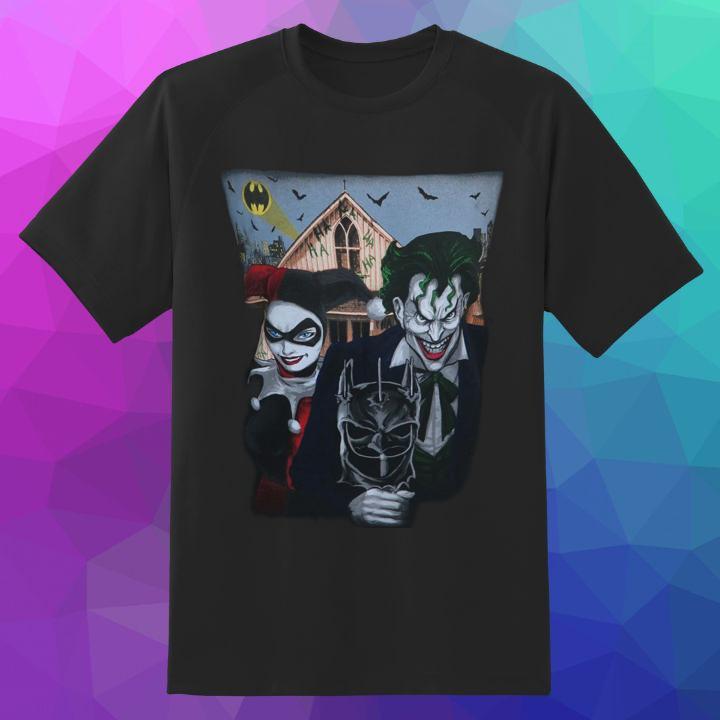 Premium Joker And Harley Quinn American Gothic T-Shirt