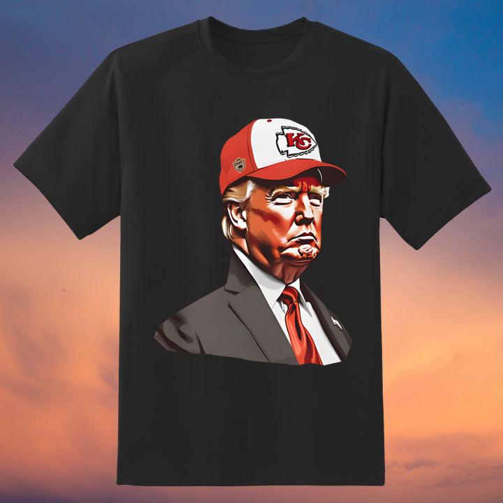 Donald Trump Wearing Kansas City Chiefs Hat T-Shirt