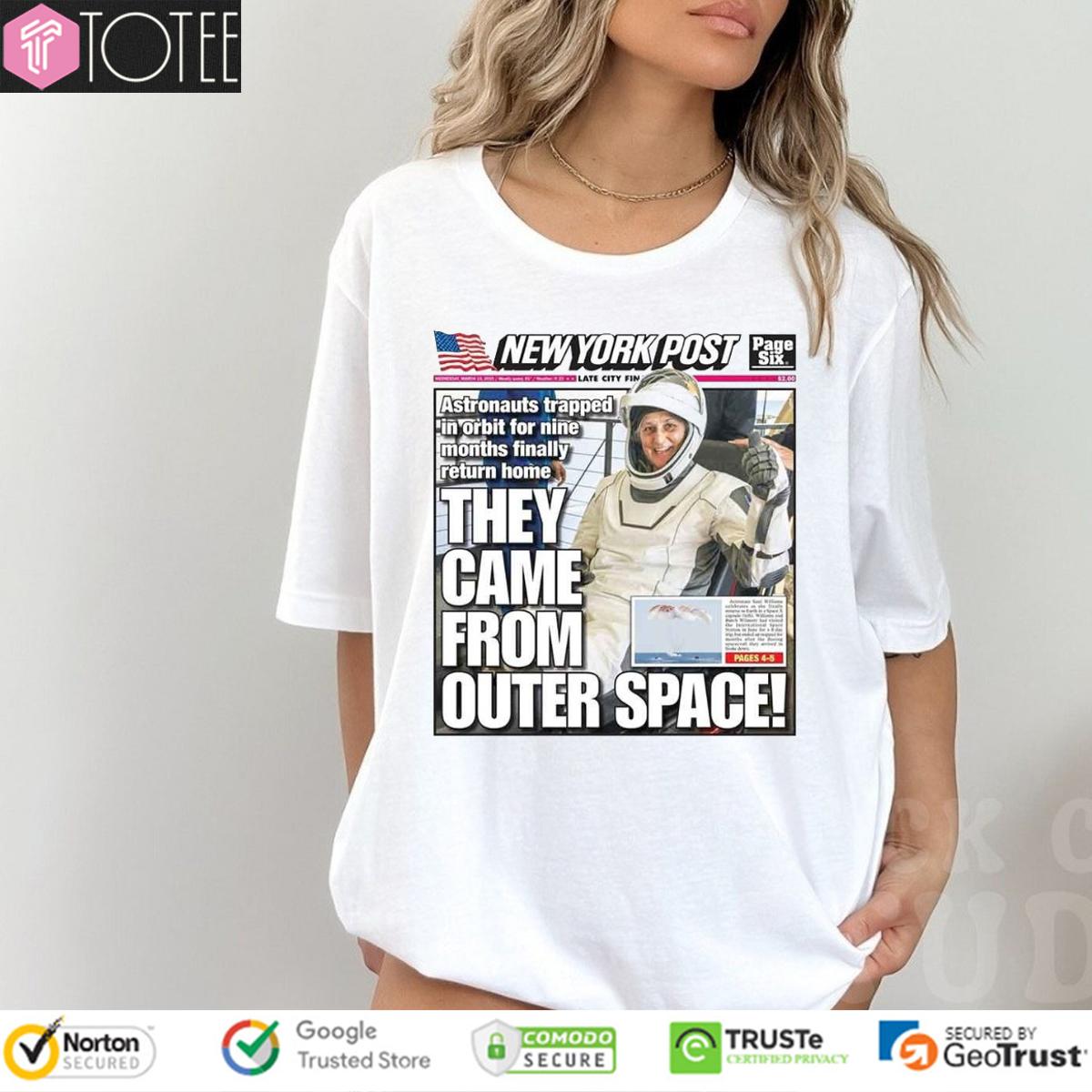 New York Post Astronauts They Come From Outer Space T-Shirt