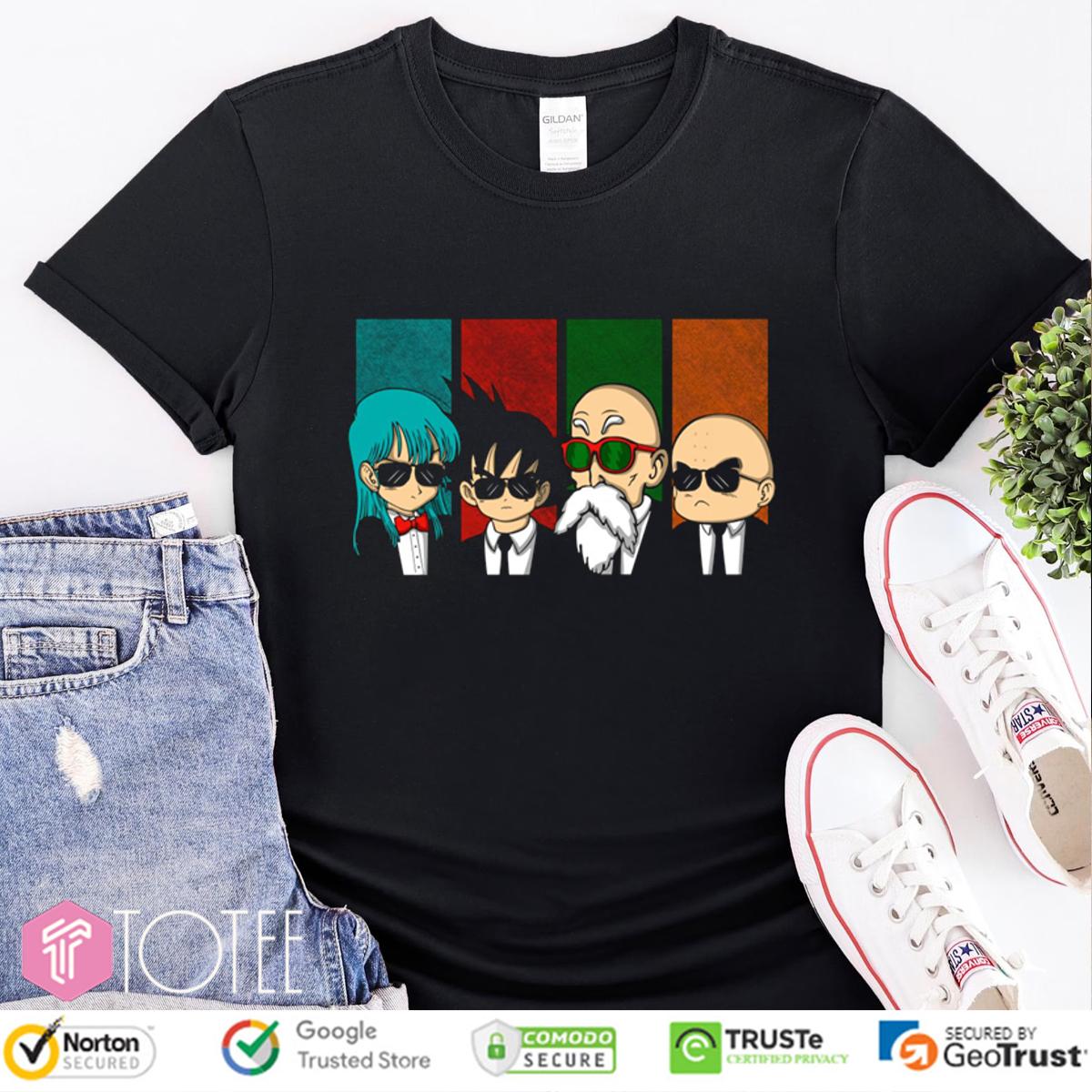 Bulma Goku Roshi Krillin Dragon Ball Z Characters Parody MIB T-Shirt