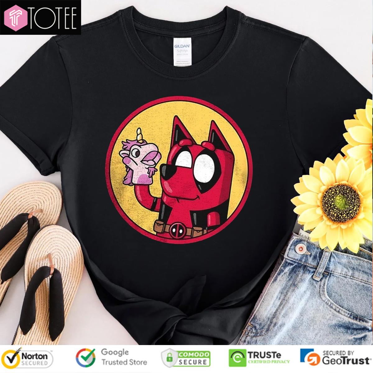 Bluey Heeler Parody Deadpool Unicorn T-Shirt
