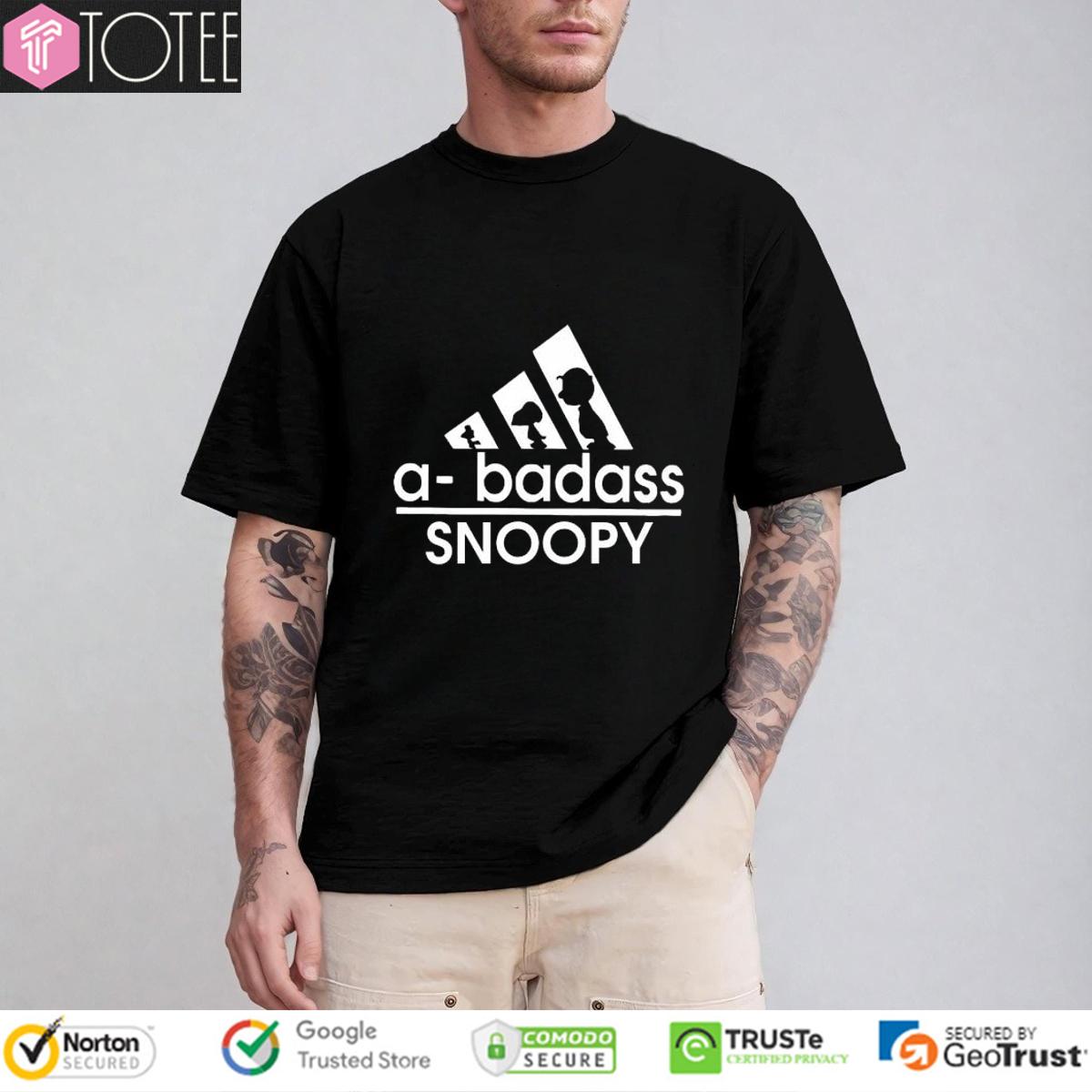 Peanuts Snoopy Woodstock Charlie Brown A-Badass Parody Adidas Logo T-Shirt