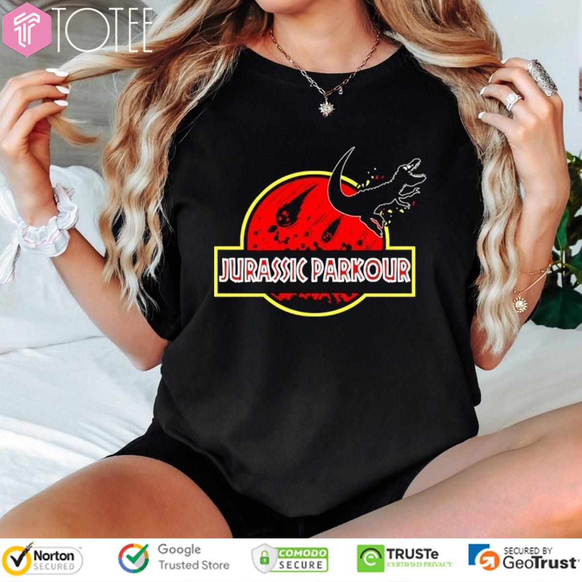 Jurassic Parkour Parody Jurassic Park Logo T-Shirt