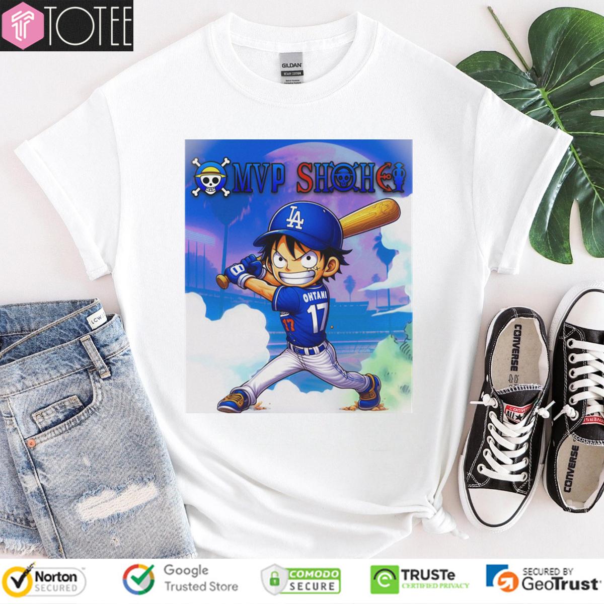 MVP Shohei Ohtani Los Angeles Dodgers Parody Luffy One Piece T-Shirt