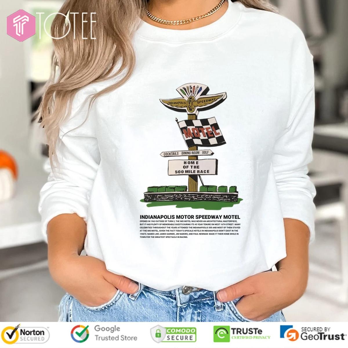 Wing Wheel Home Of The 500 Mile Race Flag Motel Sweatshirt
