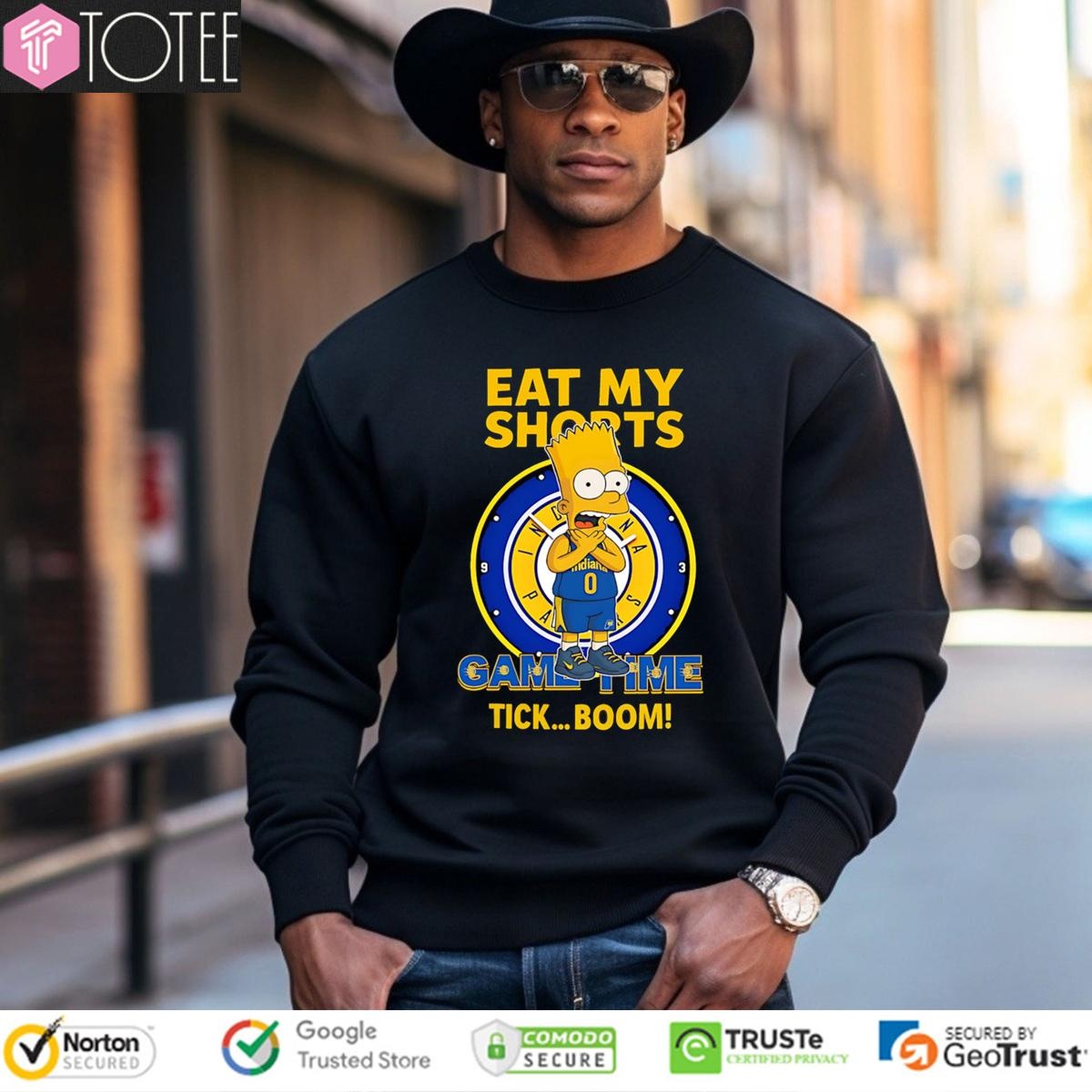 Bart Simpson Indiana Pacers Eat My Shorts Came Time Tick Boom Sweatshirt